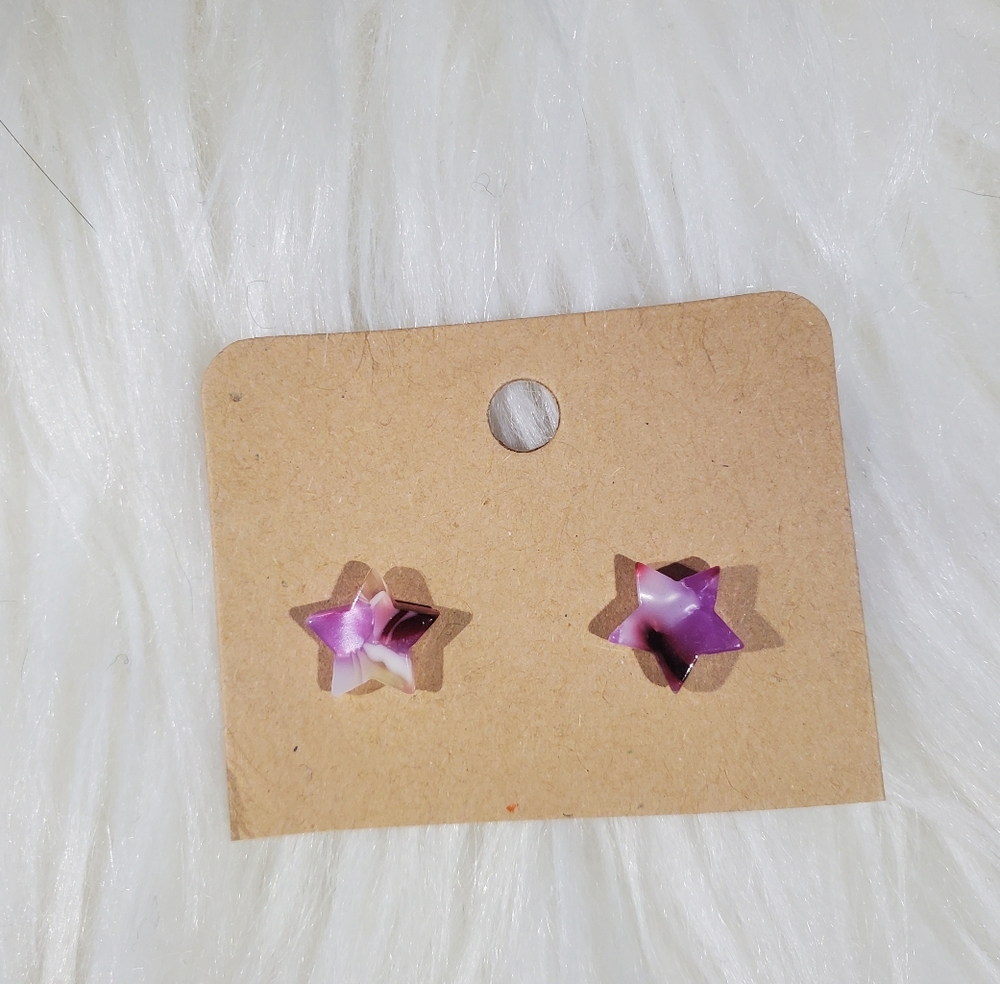 Pink and Purple Star Acrylic Stud Earrings